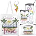 Paterr 4 Pcs Florida Souvenirs Gifts 12oz Tumbler Canvas Bag Cosmetic Bag Keychain Florida Travel Gifts Souvenirs for Traveler Women Graduation Christmas