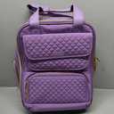Underseat Carry On Luggage with Wheels, Airline Approved Personal Item Bag, 17-Inch Multi-functional Rolling Bag, Lightweight Overnight Suitcase for Women, Bussiness, Travel, Purple