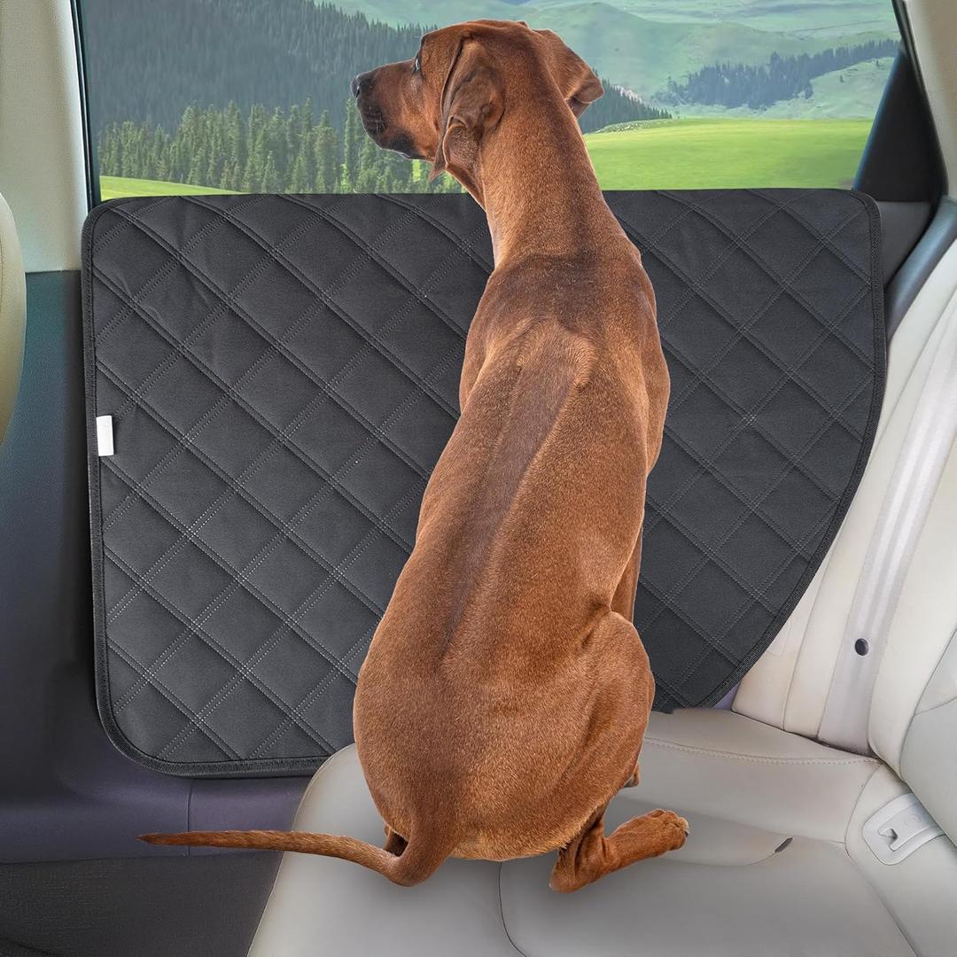ALLANSING Large Tall Dog Car Door Protector 2-Pack, Protects Doors from Dog Scratches, 900D Heavy Duty Thick Fabric, Window Roll Compatible & No Tint Damage, Secure Fit for Large Cars/SUVs/Trucks (Black)