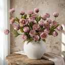 Waipfaru 6 Pcs Faux Peonies Artificial Flowers for Vase, Vintage Silk Peony Stems for Wedding Vase Filler DIY Bouquet Centerpieces Home Indoor Outdoor Decor (Pink, 27")