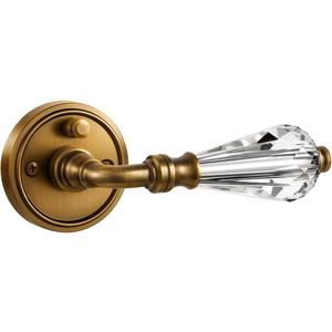 1 Pack Antique Brass Glass Door Lever Privacy Crystal Door Levers Door Lever Interior Door Handle for Bedroom and Bathroom,Zinc Alloy