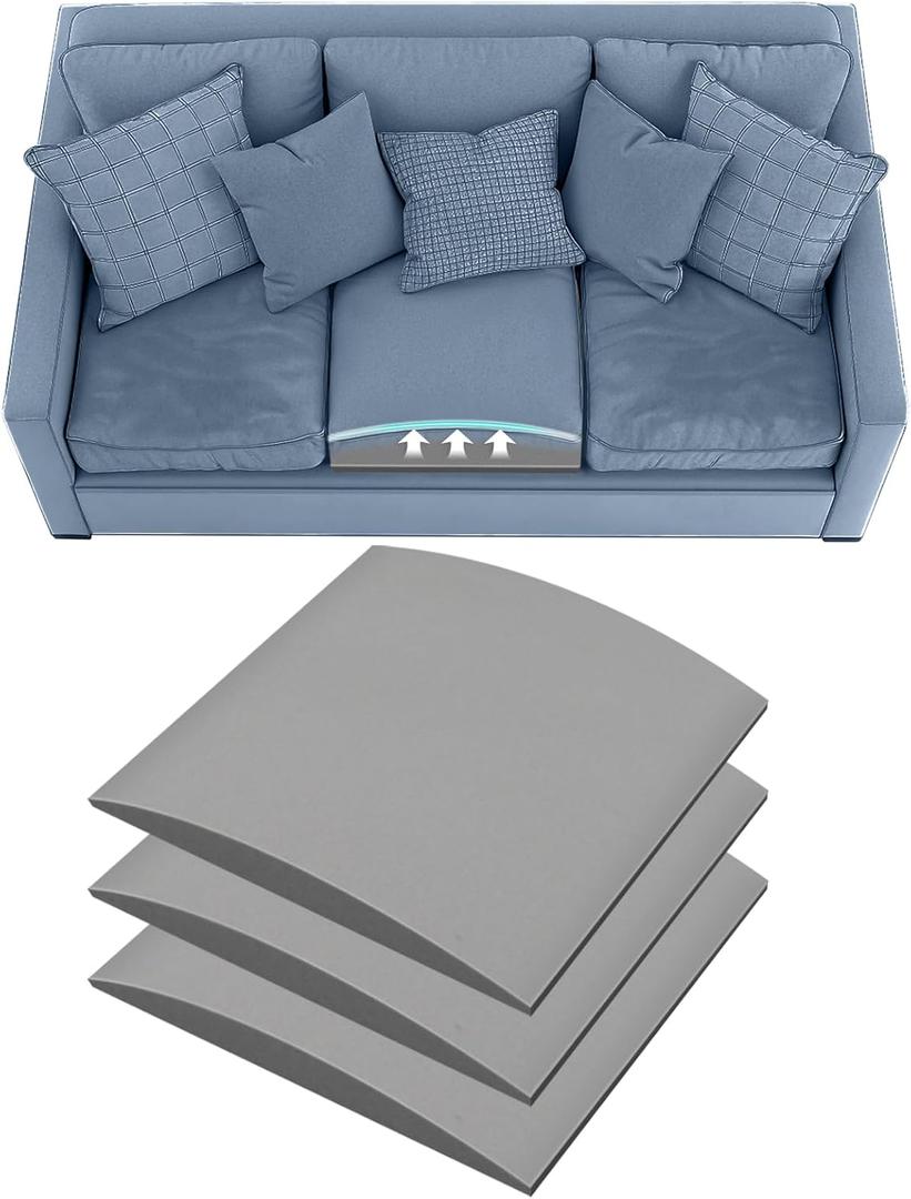 Couch Cushion Support for Sagging Seat - 20" x 20" High-Density Curved Foam Sofa Cushion Support Board, Couch Supporter for Under The Cushions,Grey Set of 3