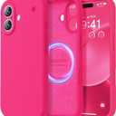 LOVE 3000 Designed for iPhone 17 Case, Premium Silicone [Compatible with Magsafe][Soft Anti-Scratch Microfiber Lining] Shockproof Protective Phone Case for Men Women 6.3", Hot Pink