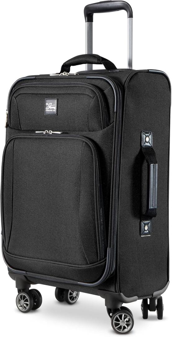 Skyway Epic Softside Carry-On Luggage - Lightweight Suitcase with Wheels for Travel | TSA Approved Carry-On Bag | Spinner Suitcase | Carry-On Luggage with Telescoping Handle, 20 inch, Black
