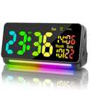 120db Super Loud Alarm Clocks for Heavy Sleepers adults , 15 Wake Up Sounds Alarm Clock for Heavy sleepers , 7 Color Night Light, Dynamic RGB Color , 0-100% Dimmer, Snooze, DST , Large LED Display 