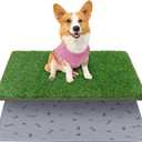 Dog Grass Mat with Pee Pad, Small Dog Litter Box Indoor Artificial Turf Grass Puppy Potty Training Pads Doggies Washable Reusable Pads Leakproof Pee on Outdoor Patio Balcony Apartment(18x30'') (Floral)
