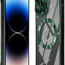 Frameless Magnetic Phone Case Compatible with iPhone 14 Pro Clear Minimalist Case Transparent Clear Plating Green Frameless Design Lens Protects Shockproof Case