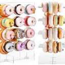 24 Pegs Double Side Acrylic Donut Display Stand Hold 48 Donuts Reusable Doughnut Board Display Clear Bagels Holders for Dessert Table Birthday Baby Shower Wedding Party Decorations