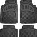 FH Group Automotive Floor Mats Heavy Duty Footprint Design Rubber Floor Mats for Cars,Universal Fit Full Set,Climaproof Floor Mats Trimmable Floor Mats for Most Sedan, SUV, Truck Floor Mats Black