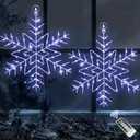 Christmas Window Lights Decorations, 2 Packs 14" Cool White Snowflake Lights with 8 Lighting Modes Remote Control Timer, USB Powered for Home Xmas Party Decor