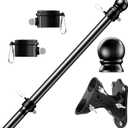 PHITRIC Flag Pole Kit, Tangle Free Spinning Stainless Steel Rustproof Flagpole for 3x5 Sports Fan Outdoor Flags for Outside House (Black, 6FT, with Bracket)