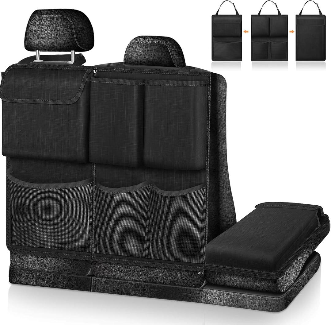 FINPAC Car Trunk Organizer and Storage, Detachable Seat Back Hanging Organizers Storage with Zippers, Large Capacity Car Accessories Interior for Jeeps, SUVs, Vans (Black)