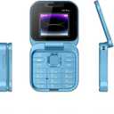 I16 Pro Mini Flip Phone, 1.77 Inch HD Display, Dual SIM 2G GSM, Foldable Design with Big Buttons, FM Radio, 32MB RAM, for Seniors (Blue)