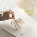 2 x Ring Holder Dish, Key Bowl, Ceramic Jewelry Tray, Trinket Dish, Decorative Plate for Friend Sister Mother Daughter (white)