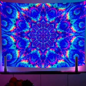 Blacklight Colorful Mandala Tapestry 90"x70" Kaleidoscopic Trippy Room Decor Black Light Poster Bohemian Wall Decor for Bedroom Backdrop Decor