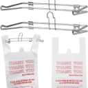 Lounsweer 2 Pcs Plastic Grocery Bag Holder with 50 Pcs Bags, T-shirt Sack Organizer Rack Hanging Holder, Storage Organization Accessories for Grocery Store Supermarket Restaurant Business