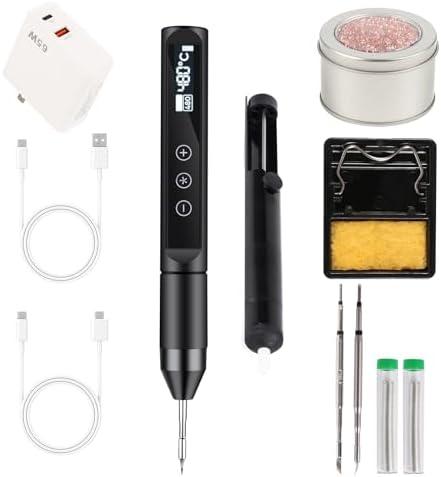 Larlarsa Micro Soldering Iron Kit with OLED Display, Adjustable Temp 356°F-896°F, High Power & Type-C Portable Pen Design | 3 Tips for Electronics Repair, DIY Projects (C210-I/IS/K)