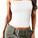 Imily Bela Womens Summer Tube Tops Strapless No Pad Clubwear Y2K Going Out Stretchy Basic Casual Cami Tops S, White