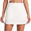 CRZ YOGA High Waisted Golf Skirts for Women A Line Tennis Athletic Casual Skort with Inner Shorts Pockets Milky White (Bone) X-Large