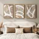 Framed Neutral Abstract Wall Art for Bedroom, 3 Piece Modern Canvas Prints Paintings Artwork for Walls, Minimalist Beige White Taupe Pictures for Living Room Dining Hallway Office Wall Decor 16x24 In, 16" W x 24" H x 3Pcs