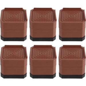 6 Pack Anti-slip Soundproof Mat Washing Machine Shockproof Pad Furniture Grippers for Chair Leg Washer Pad (Brown)