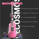 ELECOSMOS Safe Electric Scooter for Kids 4+, Balance for Beginner, Thumb Throttle, Flash Deck, Extra Wide Light Up Big Wheels, Adjustable Heights, 5 MPH Safe Speed, Pink