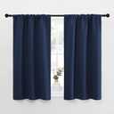 NICETOWN Kitchen Curtains, Short Blackout Curtains & Drapes, Thermal Insulated Rod Pocket Window Treatment Draperies for Nursery (Navy, 29" x 40", Set of 2)