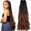COOKOO 22 Inch 9 Packs Ombre Brown Spiral Loose French Curls Braiding Hair Bouncy Braids Hair Precurled Spanish Curls Synthetic Braiding Hair Extentions for Black Women 1B/30#