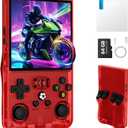 R36MAX Retro Handheld Game Console, Portable Retro Gaming Console 4.0'' IPS HD Screen and Linux System, Support 30+ Emulator and 64GB TF Card Video Game Consoles, 4000mAh Battery (Red 64GB)