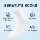 SSF&TUYS Ruffle Socks for Women  Soft Cotton Frilly Ankle Socks, Cute, Breathable & Comfy, 6 Pairs (01-white)