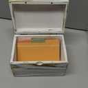 DRASTAR Index Card Holder, Index Card Organizer 3x5, Index Card Holder with Dividers for Desk, Index Card Storage Case, Note Card Box, Retro White