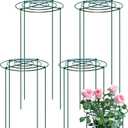 4 Sets Peony Support Cage,14"Diax32"High Heavy Duty Metal Plant Support,Grow Through Hoops Grids with 4 Thickened 5mm Legs,Strong Support Brace for Heavy Blossoms,Flower Support Ring for Peonies,Rose