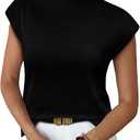 Sampeel Womens Short Sleeve Sweater Mock Neck Summer Top Dressy Casual Basic Knit Pullover Shirt, XXL
