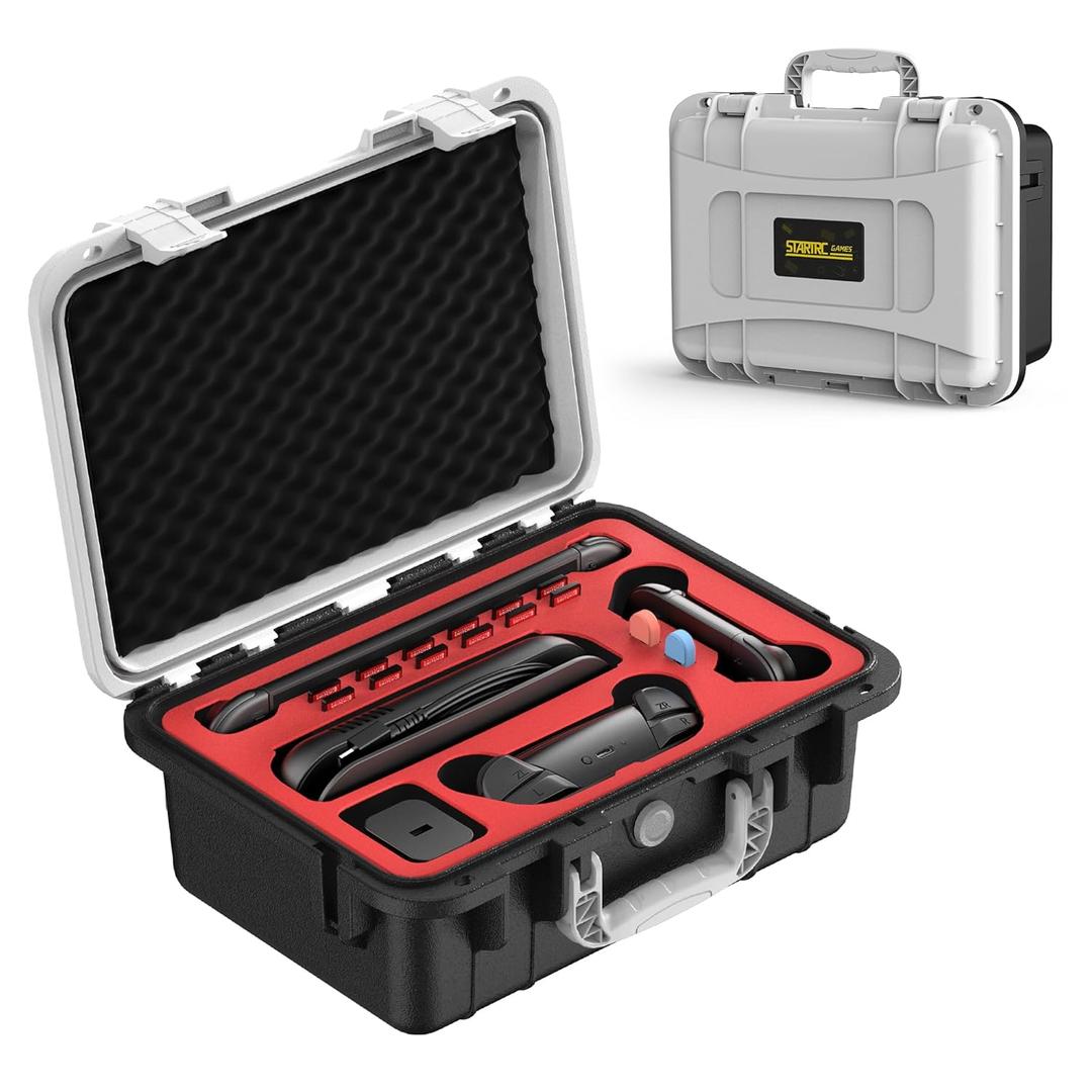 STARTRC GAMES Hard Carrying Case for Nintendo Switch 2, Professional Deluxe IP67 Waterproof, Soft Lining Hard Travel Case for Nintendo Switch 2 Console Pro Controller & Accessories (Black & White)