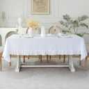 Ruffle Tablecloth, White Tablecloth 120" x 60" Inch, Washable Rectangular Tablecloth for Dining, Outdoor, Weddings and Restaurants, Decorative Valentine Easter