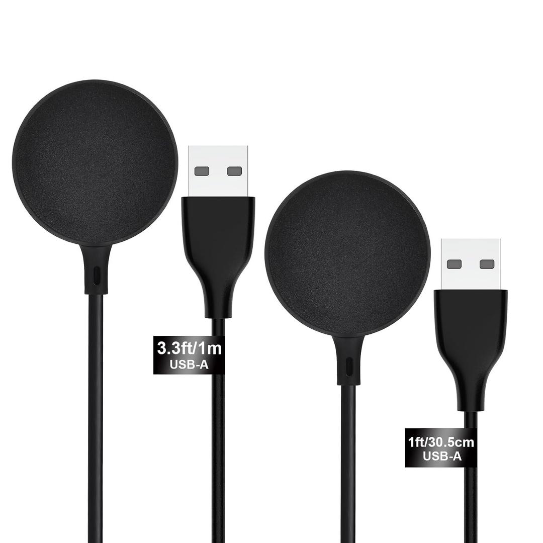SEVENKA 2-Pack USB Wireless Charger for Samsung Watch Charger, Galaxy Watch6/6 Classic/ 5/5 Pro/4/4 Classic/3/Active 2/1, 1m Long & 30cm Short Replacement Wireless Charging Cables for Galaxy Watch