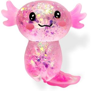 Axolotl Squishy Stress Relief Toy Glitter Fidget Toys Cute Malt Sugar Axolotl Toy Fidget Toys Adults Fidget Toy for Kids Youth Adult, Party Favors Anxiety Relief Squishy Toys(Pink)