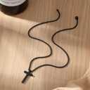 UNGENT THEM Be Strong in Faith  Easter Basket Stuffers 20 Inch Stainless Steel Cross Necklace for Men Teen Boys Christian Christmas Gifts