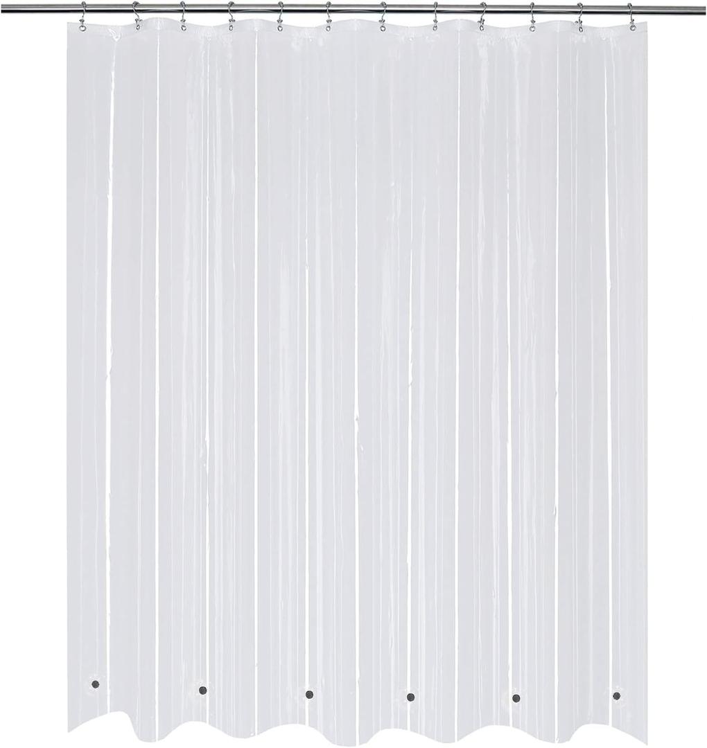 Mrs Awesome 72x68 Shorter Shower Curtain Liner with 6 Magnets Clear PEVA Waterproof Plastic Shower Curtain 72 x 68 inches, Clear