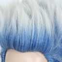 Linfairy Anime Short Layered Cosplay Wig Halloween Costume Blue Silver Hair Party Wigs