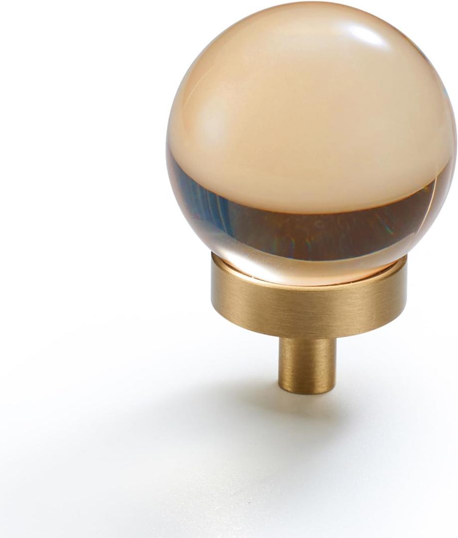 5 Pack Champagne Crystal Cabinet Knobs  Brushed Brass Round Pulls for Modern Dresser, Kitchen, Bathroom & Bedroom Drawers 5 Pack Champagne Crystal Cabinet Knobs  Brushed Brass Round Pulls for Modern Dresser, Kitchen, Bathroom & Bedroom Drawers