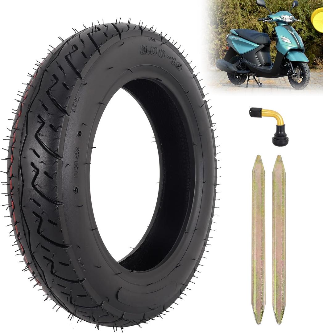 3.00-10 Tubeless Tire Front or Rear Scooter Tire for E-scooters, 1 Pack
