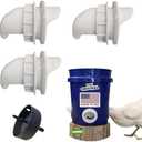 The Original Poultry Pro DIY Chicken Feeder | 3 Ports Poultry Feeders for Chicken Coop | Use for Buckets & Bins | Rain Proof, Weather Resistant - Original Feeder 3-Pack with Hole Saw