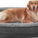 JOEJOY Orthopedic Dog Bed for Extra Large Dogs, Egg-Crate Memory Foam Pet Bed with Bolster Sides, Waterproof Lining, Removable Washable Cover & Non-Slip Bottom, Grey (XXL(48"x 35"x 7.5"))