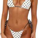 Women Sexy Brazilian Bikini Set Halter String Triangle Tie Side Cheeky Thong 1 Piece Bathing Suit Swimwear (White, L)