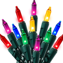 Joiedomi Multicolor Christmas String Lights,100 Count 21.4FT Christmas Fairy Tree Lights Plug in for Indoor Outdoor Xmas Decorations Patio Holiday Theme Party Yard House,Green Wire