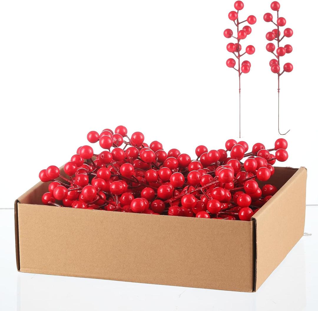 36 Pcs Christmas Tree Decorations,Artificial Red Berry Stems 8.5inch Berry Picks Holly Berries Branches for Christmas Decor Xmas Winter Holiday Home DIY Ornaments