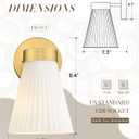 Gold Wall Sconce, HWH Single Wall Light Fixture Brushed Gold Wall Lamp with Frosted Milk White Striped Glass Shade, Modern Indoor Wall Sconce for Kitchen Bedroom Schoolhouse, 5HZG97B BG