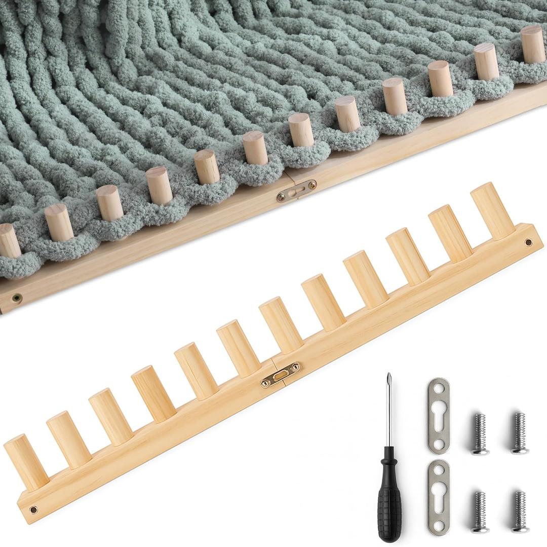 Mellobello Chunky Blanket Loom，Chunky Yarn Loom Adjustable Size Loom for Chunky Blanket，Loom Knitting Kit for Beginner Friendly Yarn Craft (23.6")