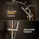 Veken 10" Luxurious Brushed Nickel All Metal Rain Shower Head with Handheld Spray Combo, High Pressure Rainfall Square Shower Heads with Extension Arm, Wide Dual Showerhead, Bathroom Accessories